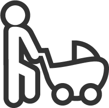 Foster Care - icon person pushing stroller