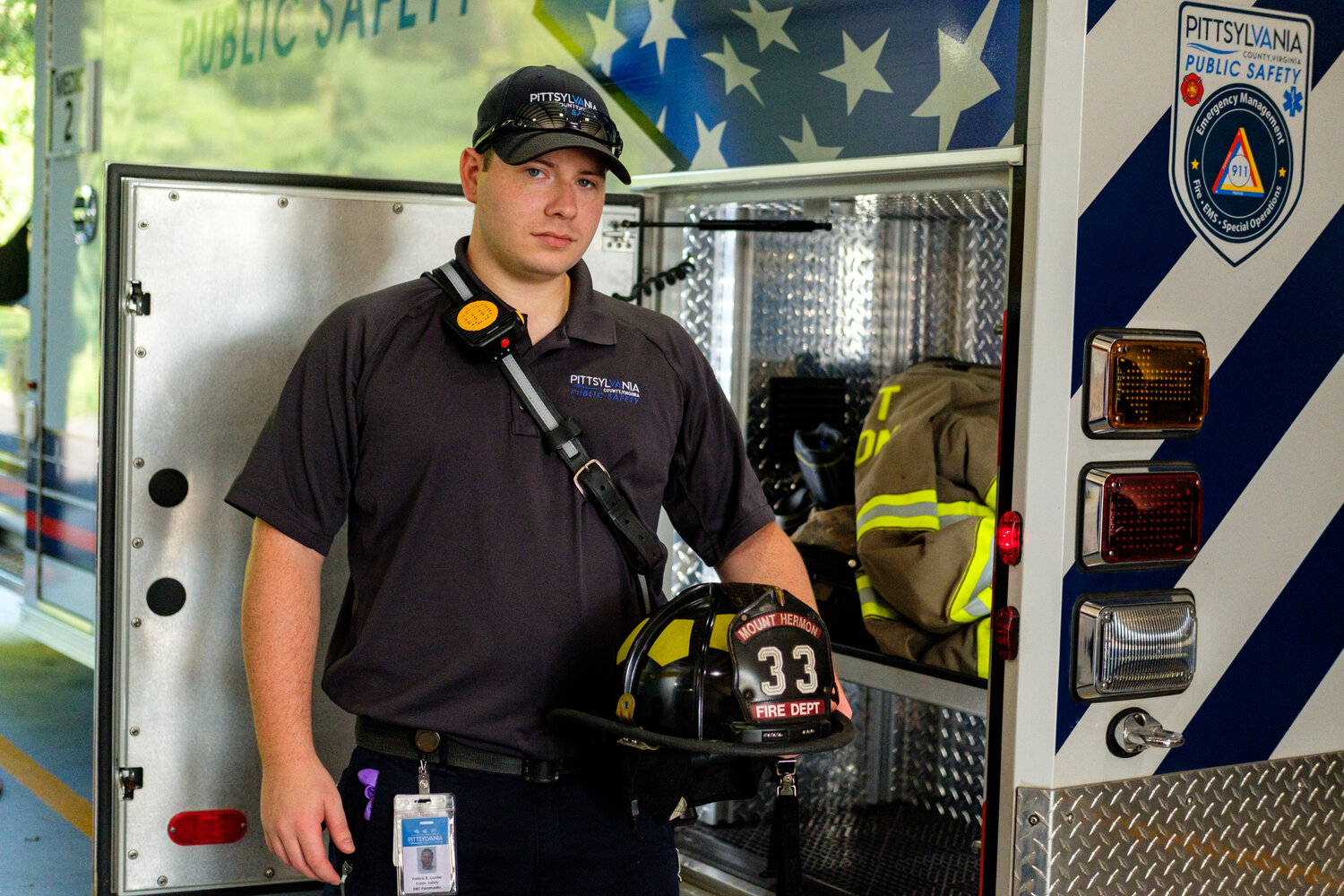 Male Paramedic in Front of Ambulance