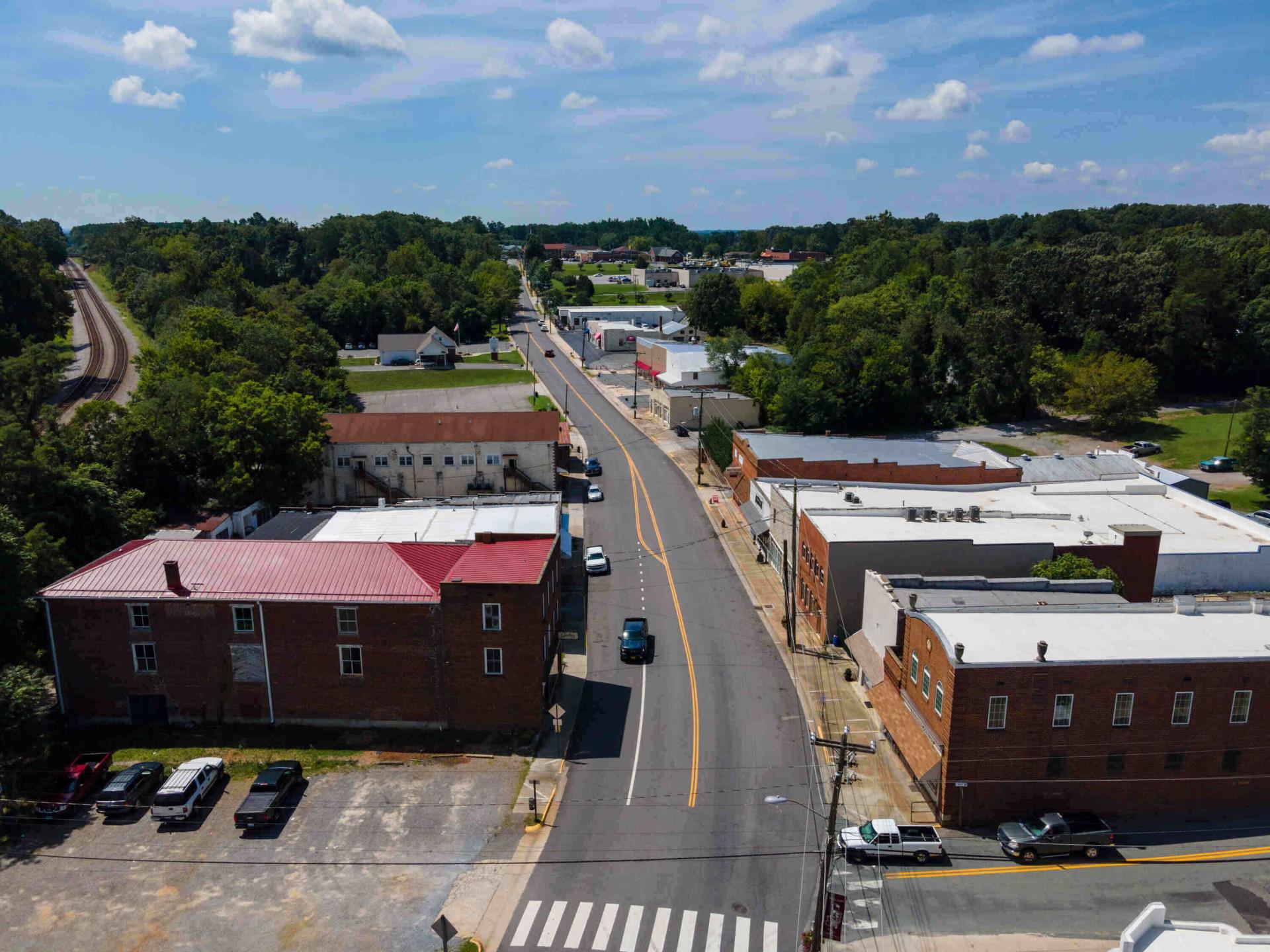 Aerial shot of Town of Gretna