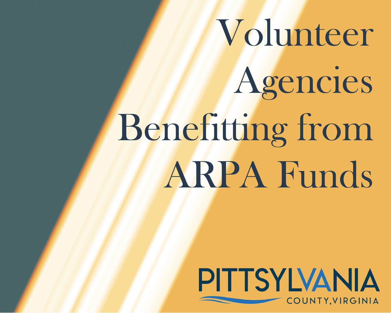 Text over background: Volunteer Agencies Benefitting from ARPA Funds