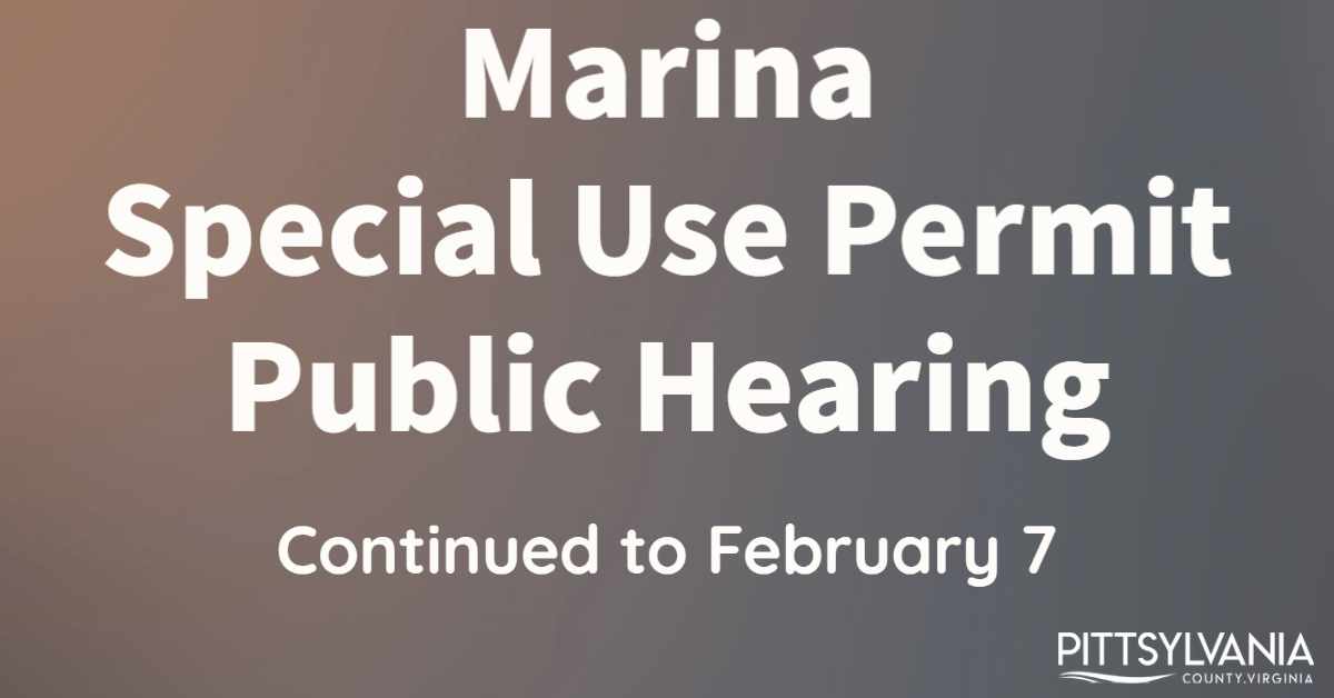 Marina Special Use Permit Public Hearing Postponed to February 7