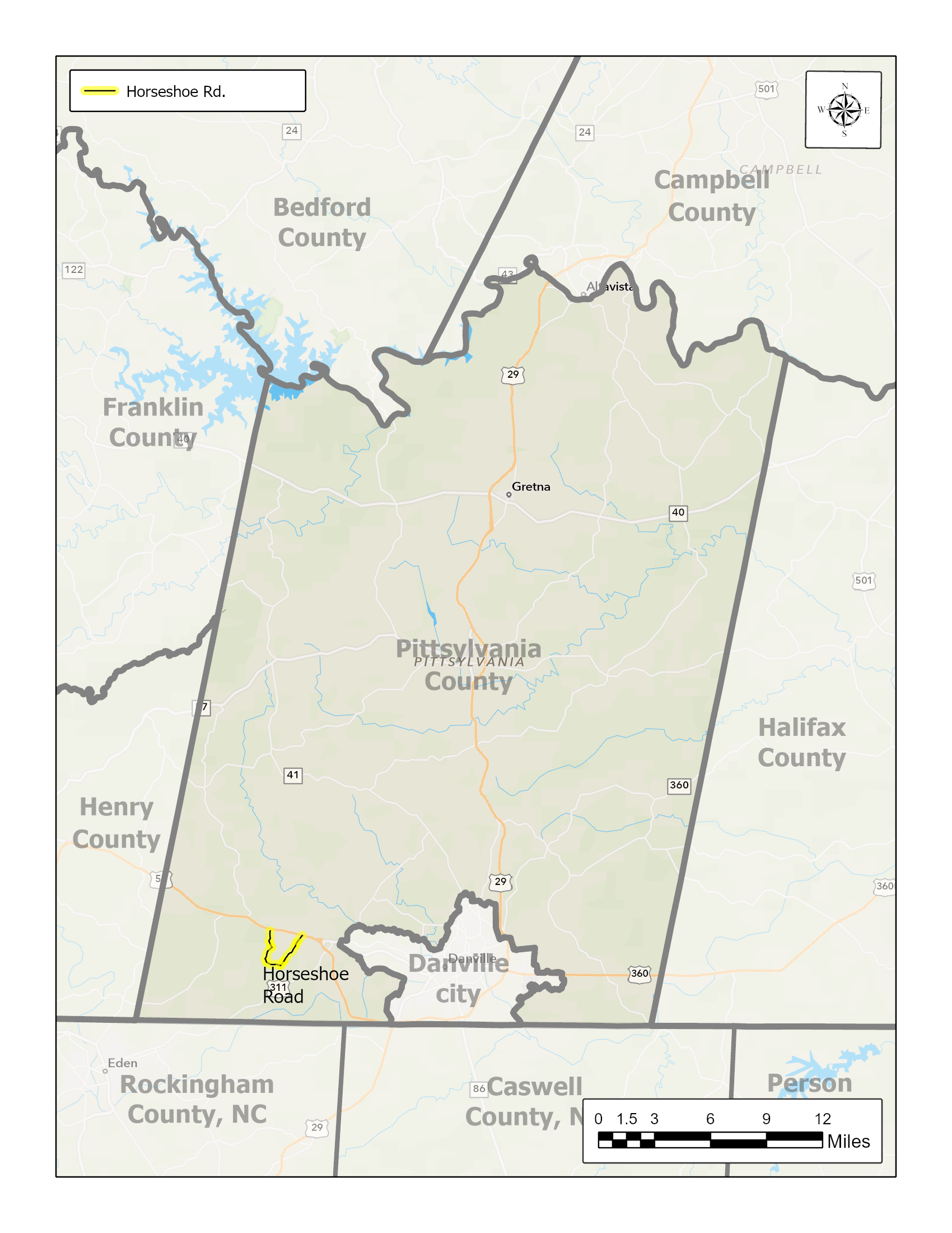 Horseshoe Rd Location Map