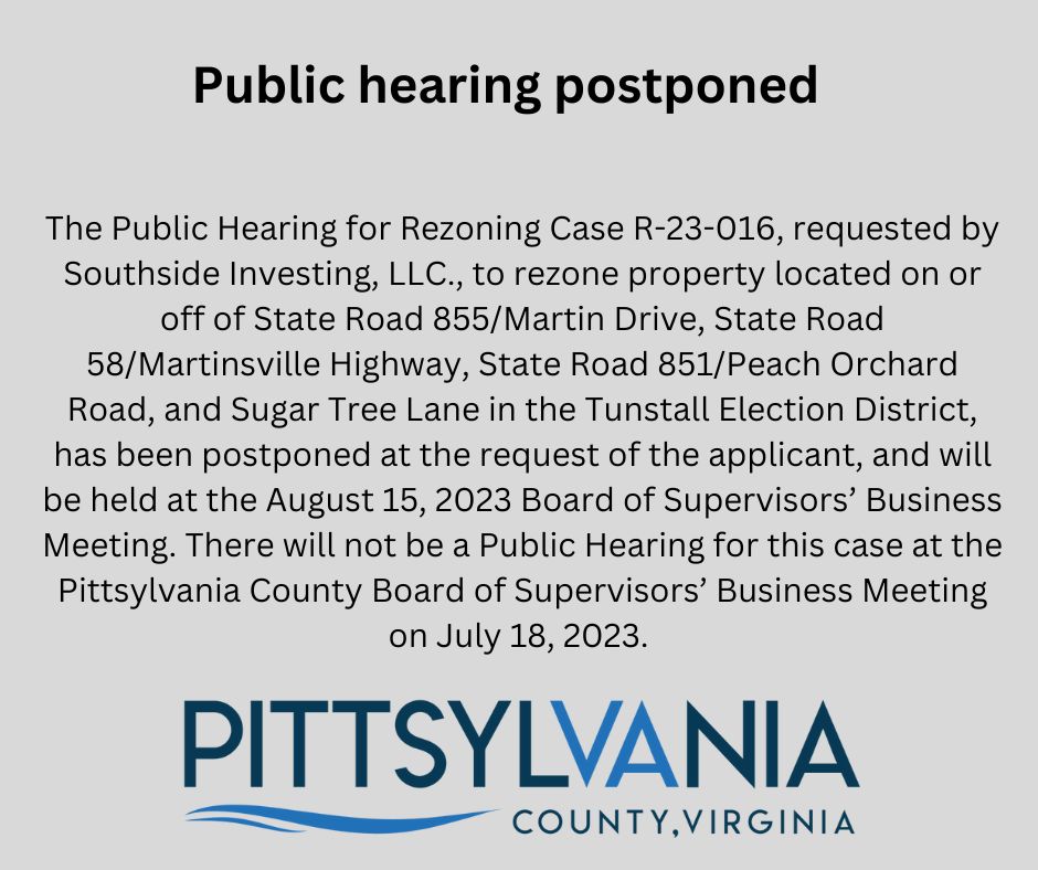 Public hearing postponed